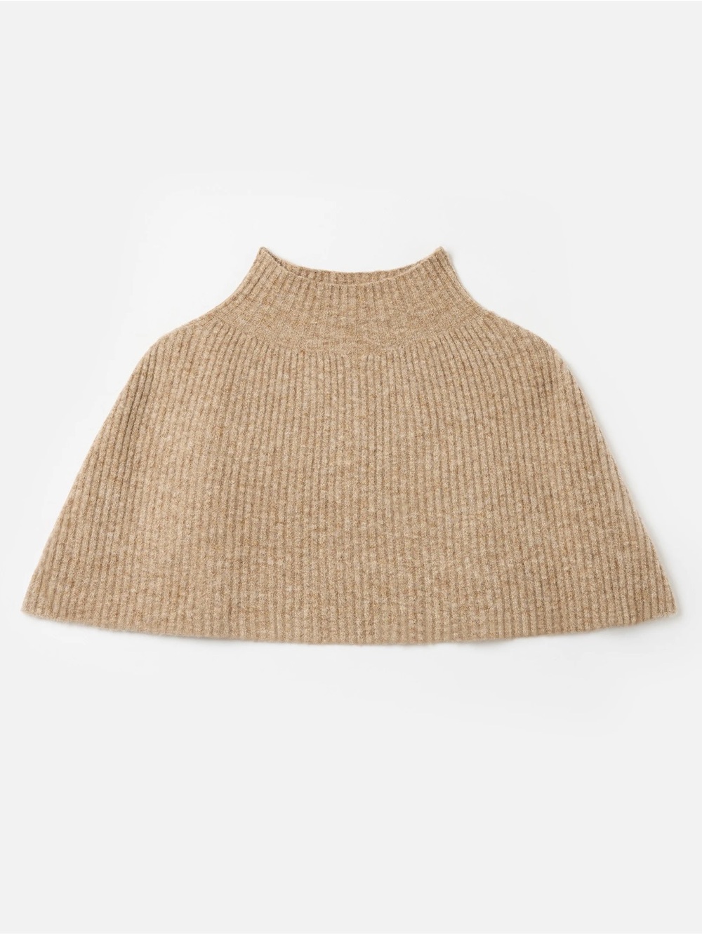 Zara Camel Ribbed Mock Neck Cape Sweater